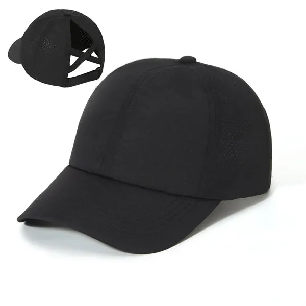 Adjustable Cross Ponytail Baseball Cap