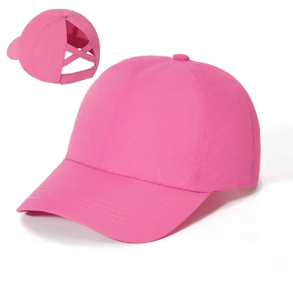 Adjustable Cross Ponytail Baseball Cap