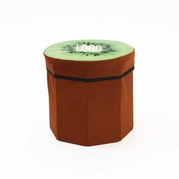 Round Fruit Design Storage Stool - Kiwifruit