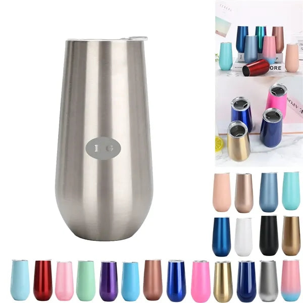 6 oz Stainless Steel Champagne Tumbler Stemless Glass