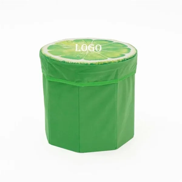 Round Fruit Design Storage Stool - Lime