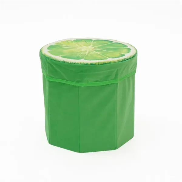 Round Fruit Design Storage Stool - Lime