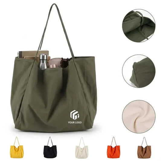 Woman shopping travel durable shoulder large canvas tote bag