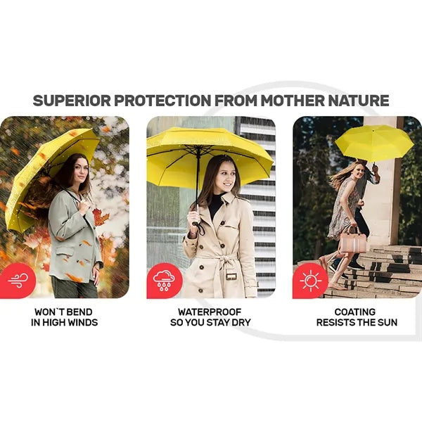 Double Top Windproof Travel Umbrella