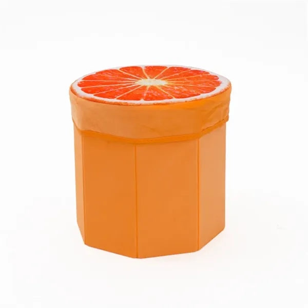 Round Fruit Design Storage Stool - Orange