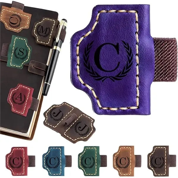 Magnetic Leather Bookmark with Pen Holder