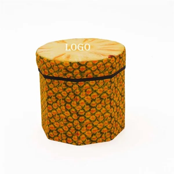 Round Fruit Design Storage Stool - Pineapple