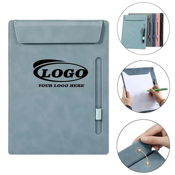 PU Folder with Pen Insertion Magnetic Clipboard Document Hol