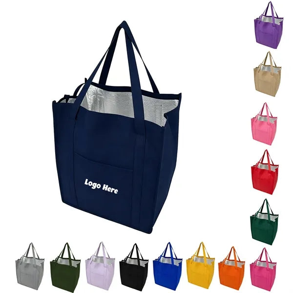 Non-Woven Insulated zipper Grocery Tote Bag