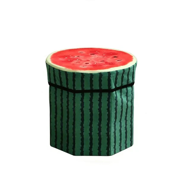 Round Fruit Design Storage Stool - Watermelon