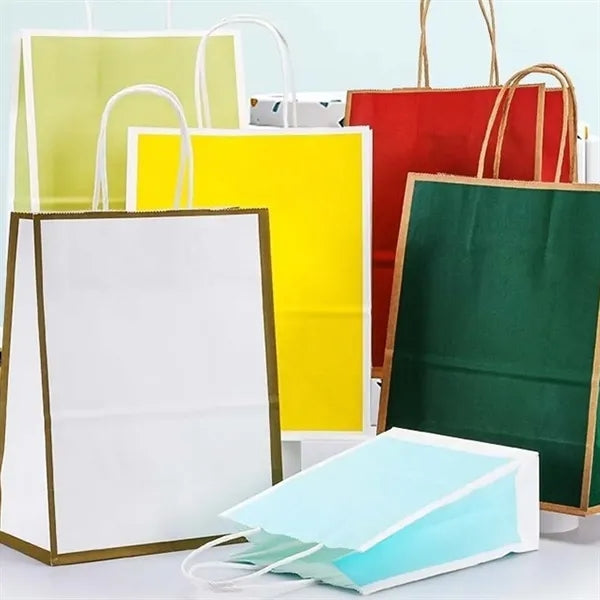 Reinforced Handle Customizable Eco-Friendly Kraft Paper Bags