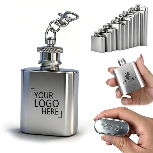 1oz Hip Flask Keychain Pendant