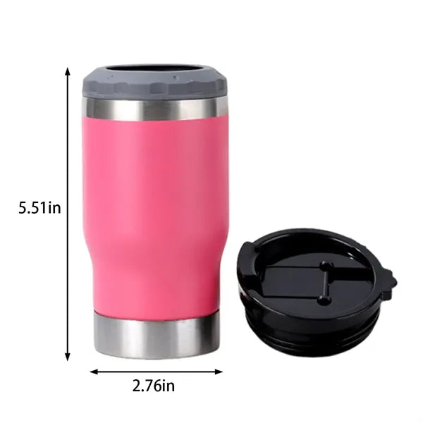 14oz 4 in 1 stainless steel insulated can cooler with 2 lids