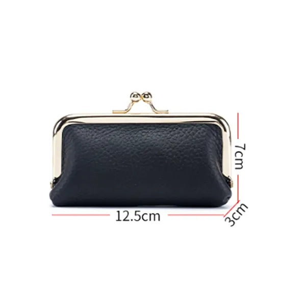 Vintage Clasp Leather Cosmetic Pouch with Metal Frame