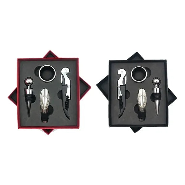 4Piece Wine Accessory Gift Set W/ Corkscrew & Vacuum Stopper