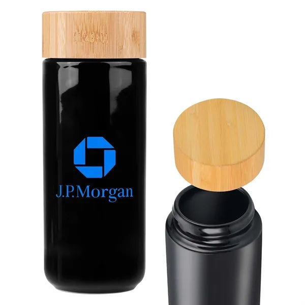 10oz. Double-Wall Ceramic Bottle with Bamboo Screw-Top Lid