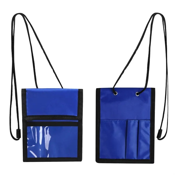Clear Window Neck Wallet Pouch W/ Pen Holder