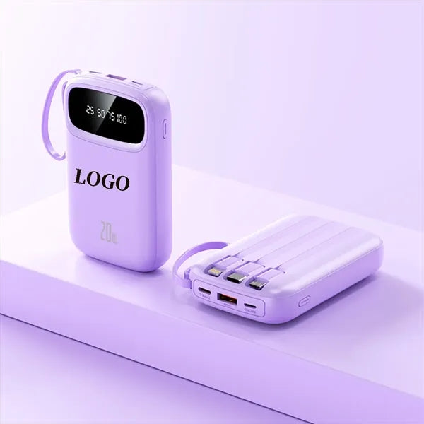 Ultra-Thin Power Bank with Built-in Fast Charging Cable