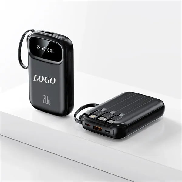 Ultra-Thin Power Bank with Built-in Fast Charging Cable