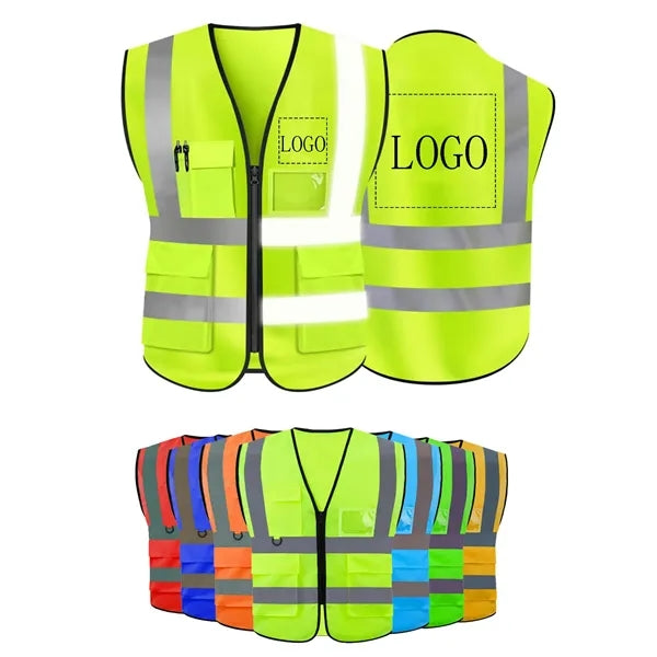 High Visibility Multi-Pocket Reflective Safety Vest