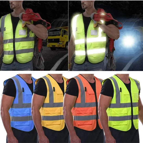 High Visibility Multi-Pocket Reflective Safety Vest