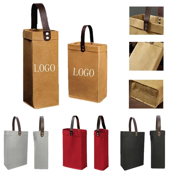 Washable Kraft Paper Wine Gift Bag