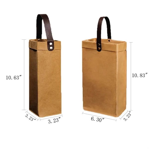 Washable Kraft Paper Wine Gift Bag