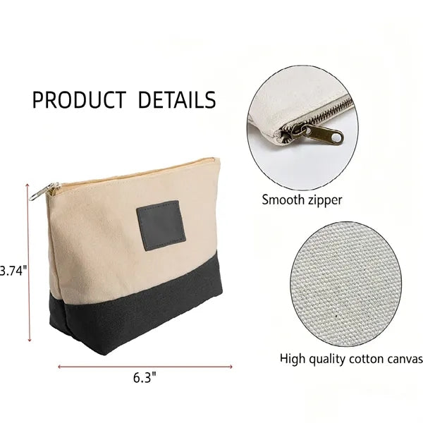 Large Capacity Colorblocking Canvas Cosmetic Bag