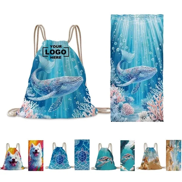 2-in-1 Foldable Beach Towel Backpack