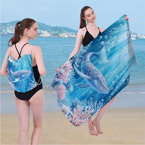 2-in-1 Foldable Beach Towel Backpack