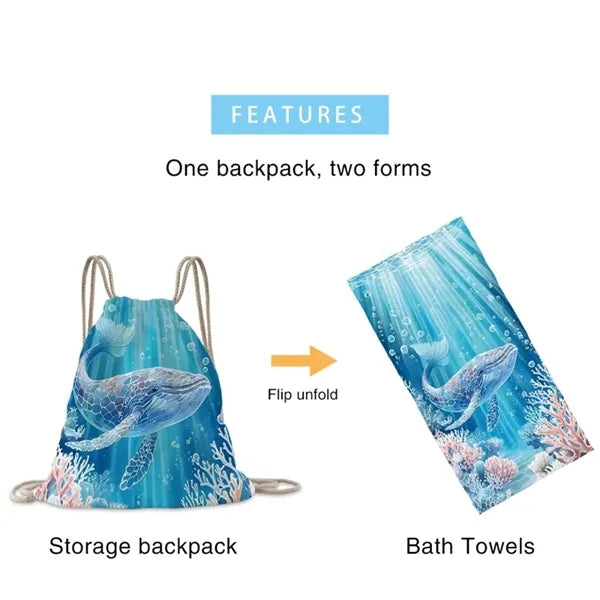 2-in-1 Foldable Beach Towel Backpack