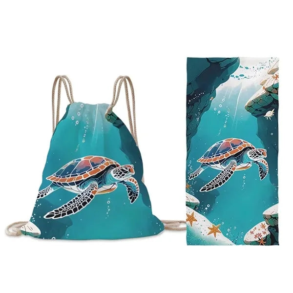 2-in-1 Foldable Beach Towel Backpack