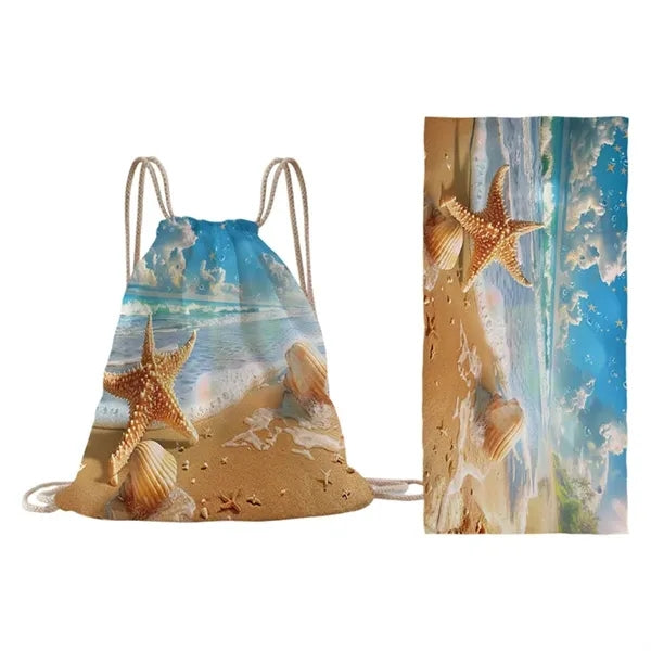 2-in-1 Foldable Beach Towel Backpack