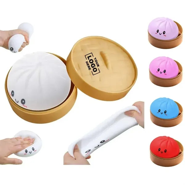 Large Dumpling Squishy Toy with Bamboo Steamer Box