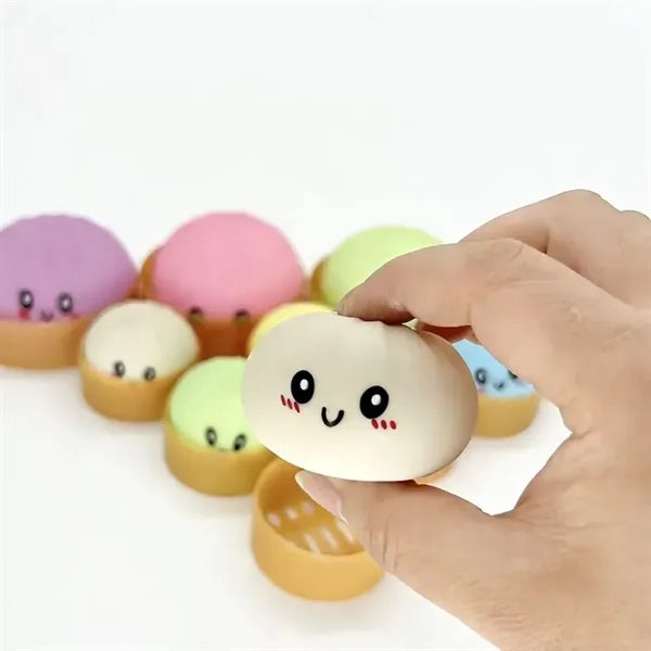 Large Dumpling Squishy Toy with Bamboo Steamer Box