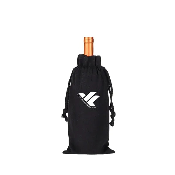 Canvas drawstring bag for wine bottles