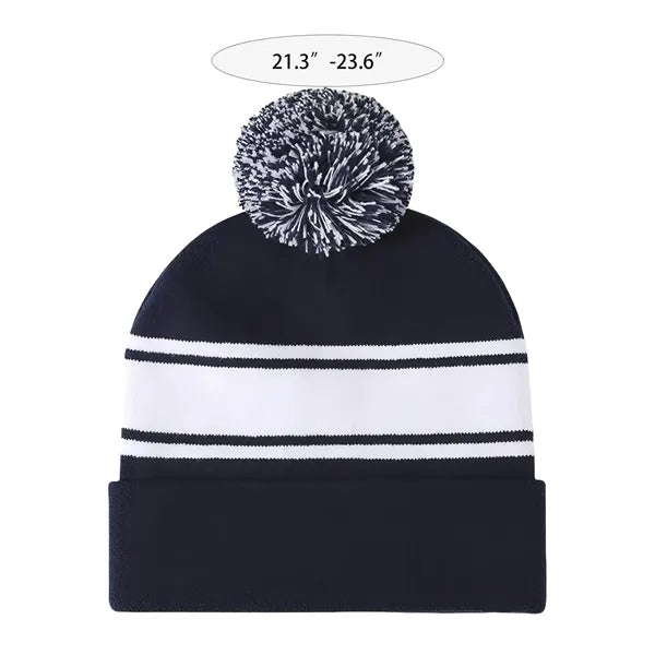 Pom Knit Beanie with Cuff