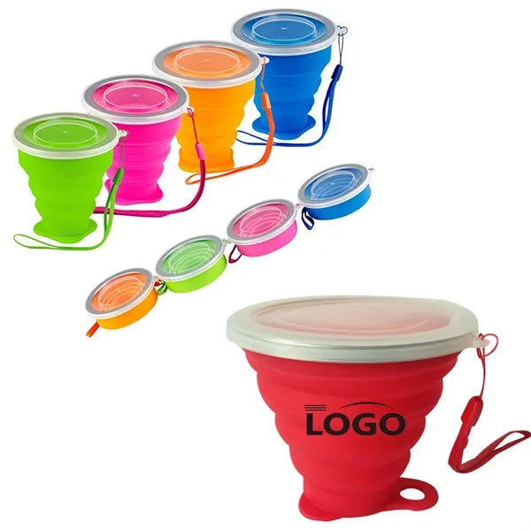 9 oz Silicone Collapsible Travel Cup With Lid