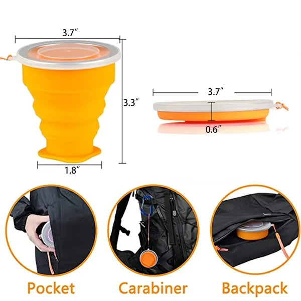 9 oz Silicone Collapsible Travel Cup With Lid