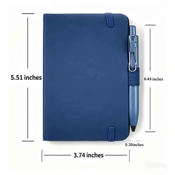 A6 PU Leather Notebook with Pen Holder & Gel Pen