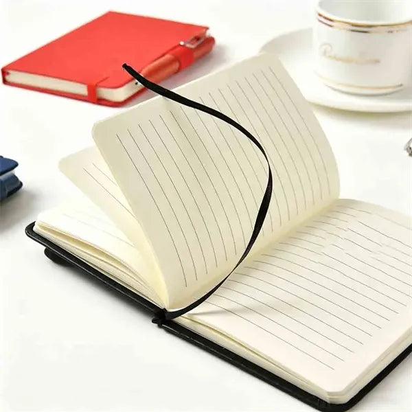 A6 PU Leather Notebook with Pen Holder & Gel Pen