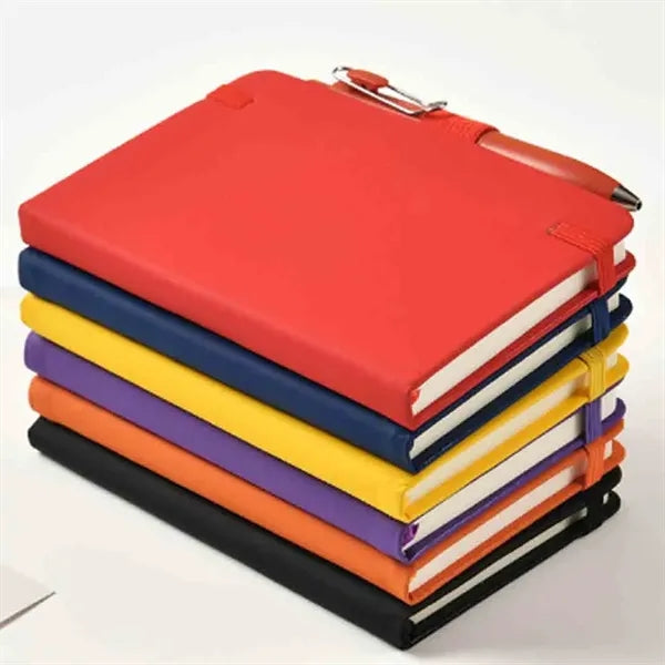 A6 PU Leather Notebook with Pen Holder & Gel Pen