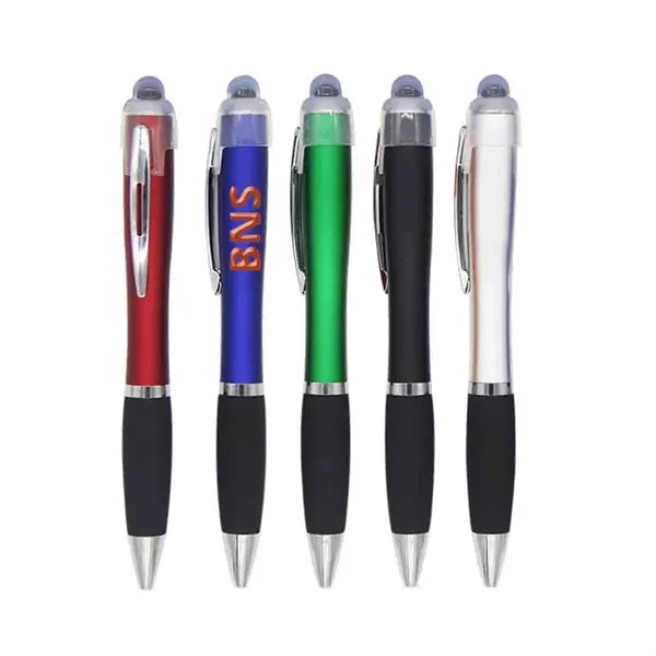 LED Gourd Shaped Light Pen with Touch Ballpoint & Click