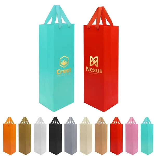 Single Bottle Paper Wine Gift Bag W/Rope Handle
