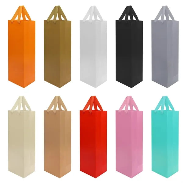 Single Bottle Paper Wine Gift Bag W/Rope Handle