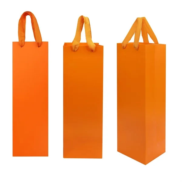 Single Bottle Paper Wine Gift Bag W/Rope Handle
