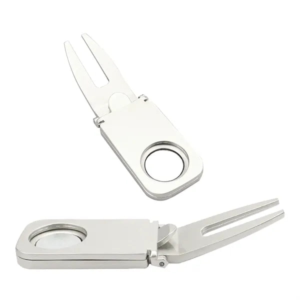 Folding Zinc Alloy Golf Divot Tool w/ Cigar Holder