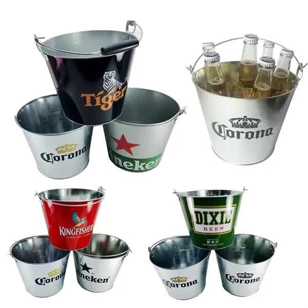 Galvanized Iron Ice Bucket with Opener, 5L
