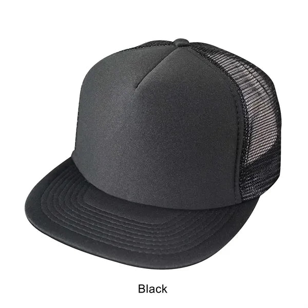 Flat Bill 5-Panel Poly-Foam Mesh Back Snapback Cap