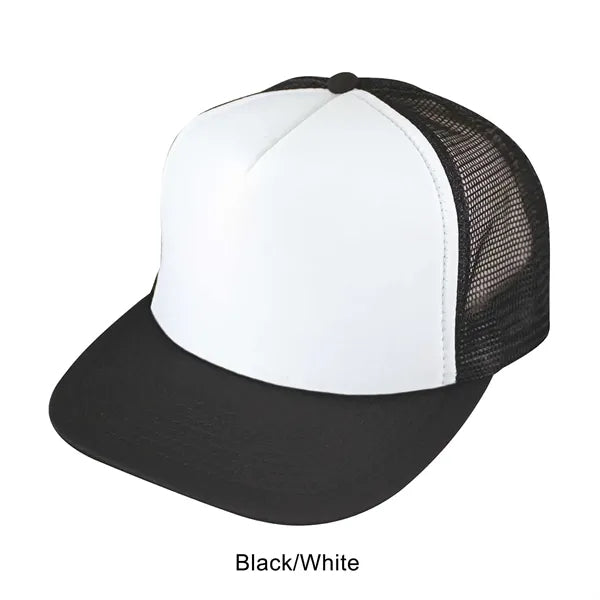 Flat Bill 5-Panel Poly-Foam Mesh Back Snapback Cap